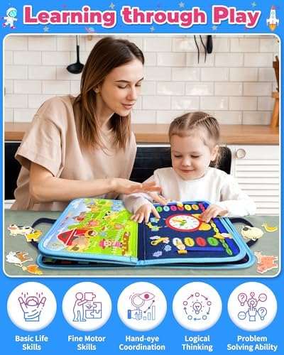 Gojmzo Busy Board Montessori Toys for Toddler Boy Girl Gifts Busy Book