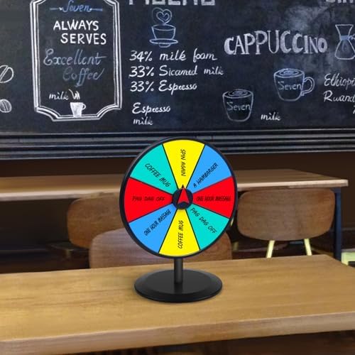Pionites Prize Wheel 8 INCH Tabletop Roulette Wheel of Fortune Spin with Dry Erase Marker for Engaging Home Parties, Trade Show, Carnival Events,Party Birthday Wedding Housewarming