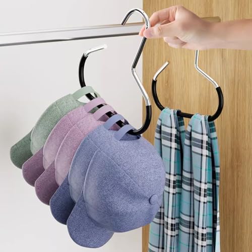 2 Pack Hat Organizer for Baseball Caps, Stainless Steel Holder for Scarves & Handbags, Space Saving Closet Hangers