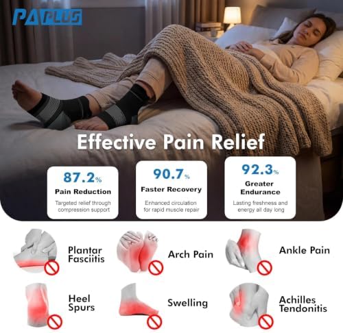 PAPLUS 6 Pairs Compression Socks Women & Men for Plantar Fasciitis Relief
