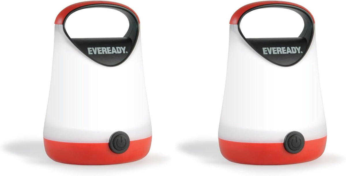 Eveready LED Camping Lantern X-250 (2-Pack), Super Bright Tent Lights, Rugged Water Resistant LED Lanterns, 100 Hour Run-time (Batteries Included), Red and Black