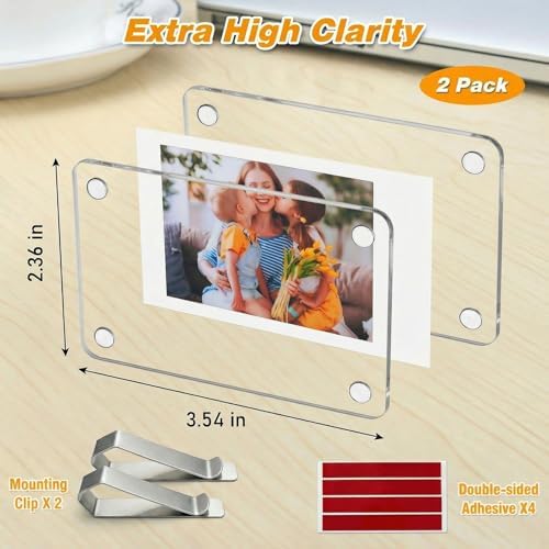 SUNEZLGO 2 Pack Car Picture Holder and Visor Photo Clip, Car Accessories, Acrylic Magnetic Car Photo Holder, Easy Install Universal Fit, Personalized Gift for Family Photos, Gifts for Boyfriend