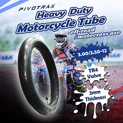 PIVOTRAX 3.00-12 (80/100-12) 12" Heavy Duty Inner Tube - 2mm - TR4 Valve Honda CRF70 CRF110 Suzuki DRZ110, JR80 Kawasaki KX65, KX110, KLX110 Yamaha TTR90, PW80 Coolster TaoTao Razor SYX Motos