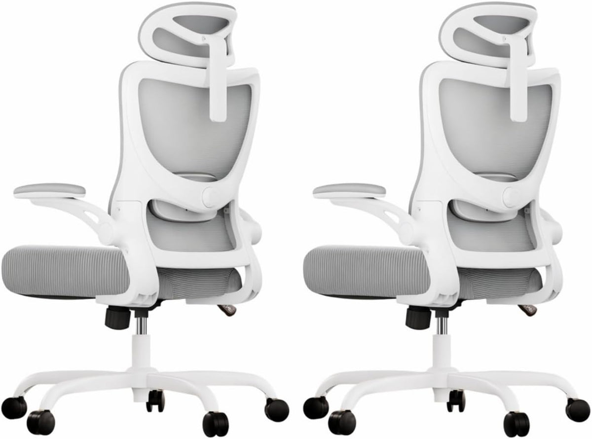 Marsail Ergonomic Office Chair: Office Desk Chair with High Back Mesh and Adjustable Lumbar Support Rolling Work Swivel Task Chairs with Wheel 3D Armrests and Headrest