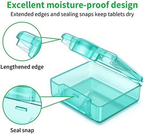 TecQach Small Pill Box 4 pcs,Cute Travel Pill Organizer Case Mini Tiny Clear Plastic Storage Containers Portable for Pocket Purse