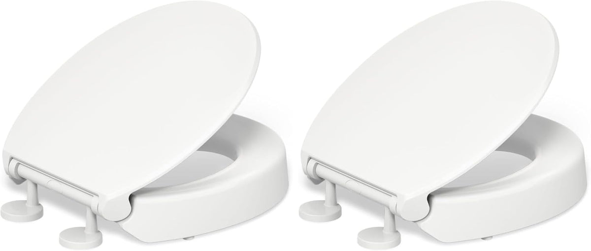 KOHLER 25875-0 Hyten 3" Height, Elevated Soft Close Elongated Toilet Seat, Contoured Seat with Grip-Tight Bumpers, Quick-Attach Hardware, No Slam Toilet Seat, White