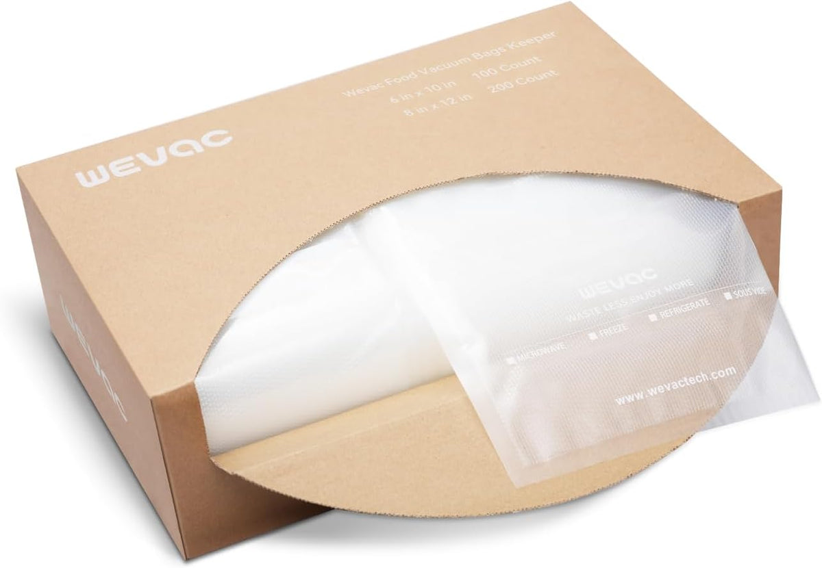 Wevac Vacuum Sealer Bags 6"x10", 200 Pint Bags, Fits Food Saver Sealers