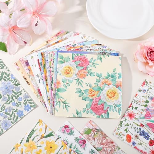 NatNarr 30 Pack Decoupage Napkins, 30 Styles Vintage Floral Napkins