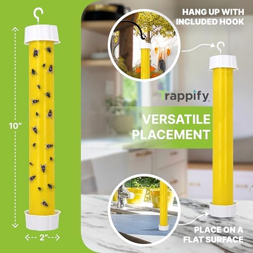 Trappify Hanging Fly Trap & Fruit Fly Traps for Indoors, Yellow, 2 Pack