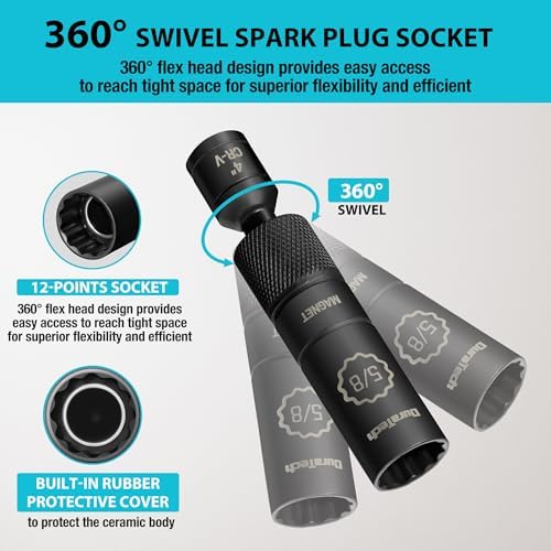 DURATECH 5/8" Swivel Magnetic Spark Plug Socket with Enhanced Magnetic Head