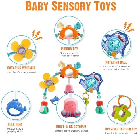 Baby Stroller Arch Toy,Adjustable Car Seat Toy with Sensory Activity toys