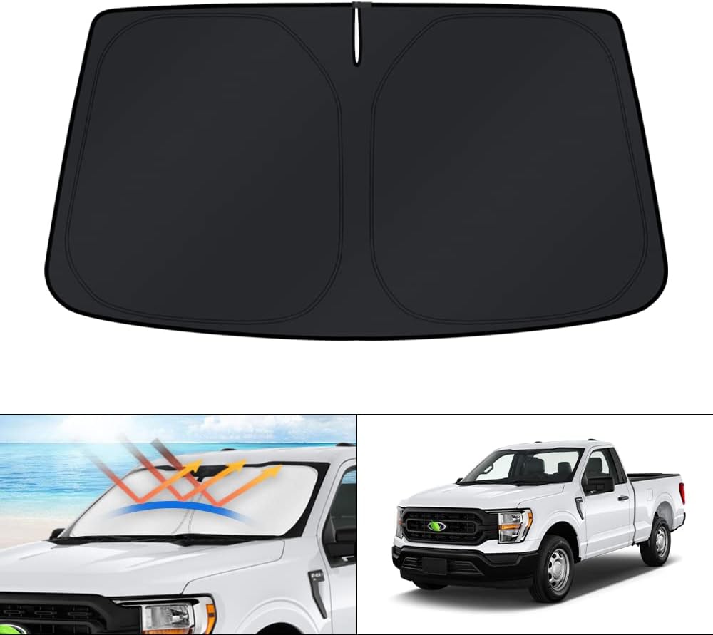KUST Windshield Sun Shade for 2017-2026 Tesla Model Y/Model 3 Sunshade Accessories (Fit 2025-2026 Model Y Juniper / 2024 Model 3 Highland) Upgraded Foldable Sunshade, Blocks UV Rays Keep Car Cool