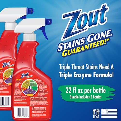 Zout Laundry Stain Remover Spray, Blood, Grass & Oil Stains, 22 oz, 2-Pack