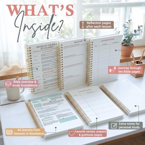 UNIMAXPRINT Bible Study Guides 66 Pages Journal for Women, Spiral Notebook