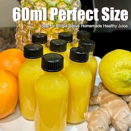 2 oz (60ml) 15 Pack Leak-Proof Clear Glass Boston Round Bottles with lids