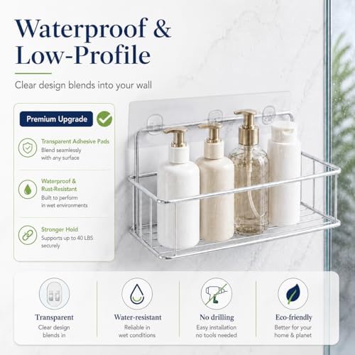 8 Pcs Adhesive Shower Caddy Replacement, Strong No Drill Adhesive Hooks