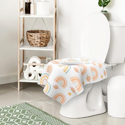 30 Pack Toilet Seat Covers Disposable, Individually Wrapped for Travel, Large Waterproof Potty Covers for Kids and Adults,Toddler Potty Training for Public Restroom, Airplane, Trip - Rainbow
