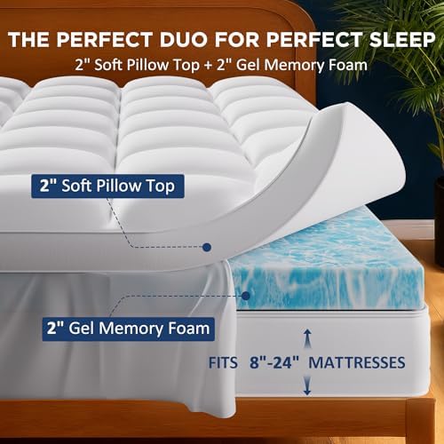Queen Size Dual Layer 4 Inch Memory Foam Mattress Topper