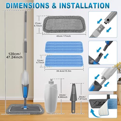 BPAWA Spray Mops for Floor Cleaning: Microfiber Wet Mop for Hardwood Tile