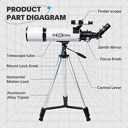Koolpte Telescope for Adults, 80mm/600mm AZ Refractor for Beginners