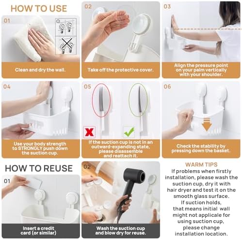 LEVERLOC Shower Caddy Suction Cup, Shower Organizer Removable Bathroom Shelf, Storage Suction Powerful Max Hold 22lbs Bathroom Caddy Waterproof Holder, White