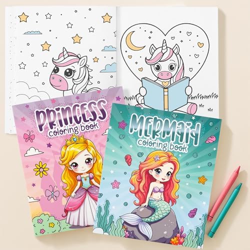 ZICOTO Fun Coloring Books for Kids Set of 3 - Princess, Unicorn & Mermaid