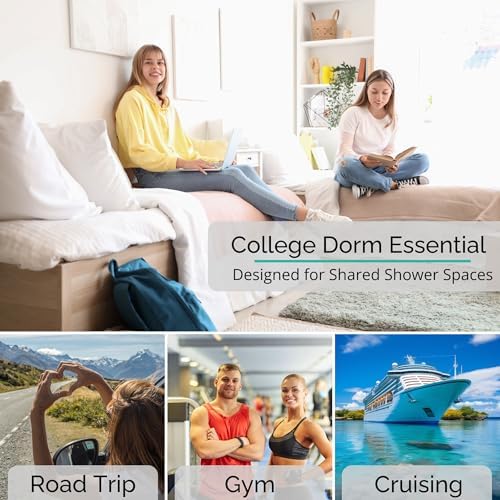 TERRA HOME Original Portable Shower Caddy For College Dorms - Foldable Mesh Tote - Dorm Room Essentials - Durable Hanging Travel Shower Bag - Perfect for College Students, Men, Women (Black)