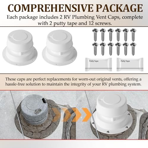 (2 Pack, White RV Roof Vent Cover Kits with Putty Tape and Screws