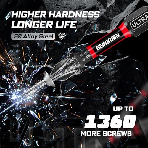 Geinxurn 82Pieces Impact Screwdriver Bits Set, Magnetic S2 Steel Phillips/Square/Torx/Hex Insert Power Bits Tips with Impact Bit Holder and Impact Nut Driver and Mini Wrench