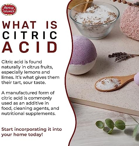 Citric Acid 2 LB Bag - 100% Pure, Food Grade & Non-GMO - Citric Acid Powder For Cleaning, Bath Bombs, Preserving - Fine Granular by Spicy World