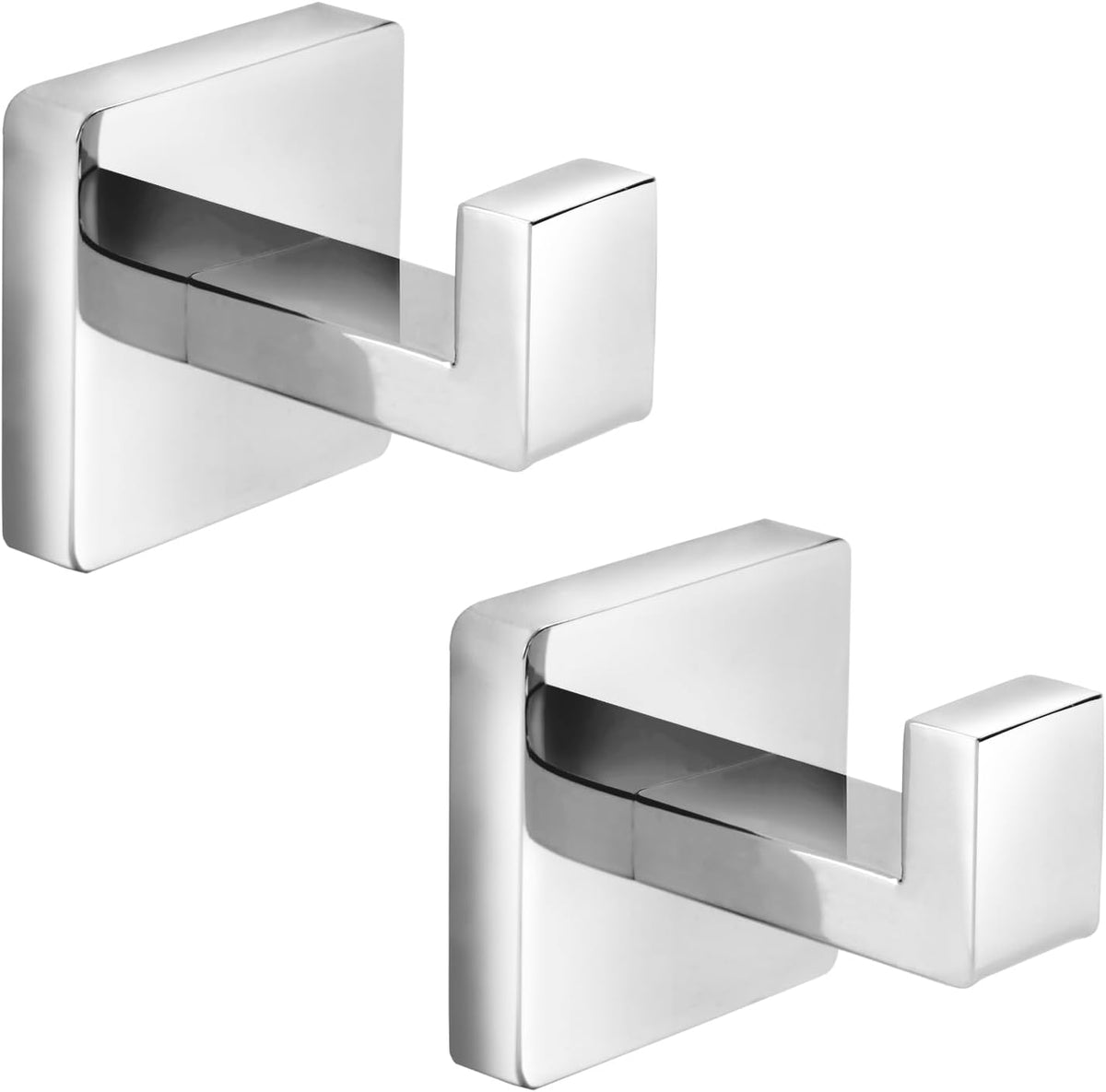 Heavy Duty Stainless Steel Towel Hooks, Wall Mounted Square Robe Hooks for Bathroom, Kitchen, Bedroom, Hotel Matte Black 2 Pack