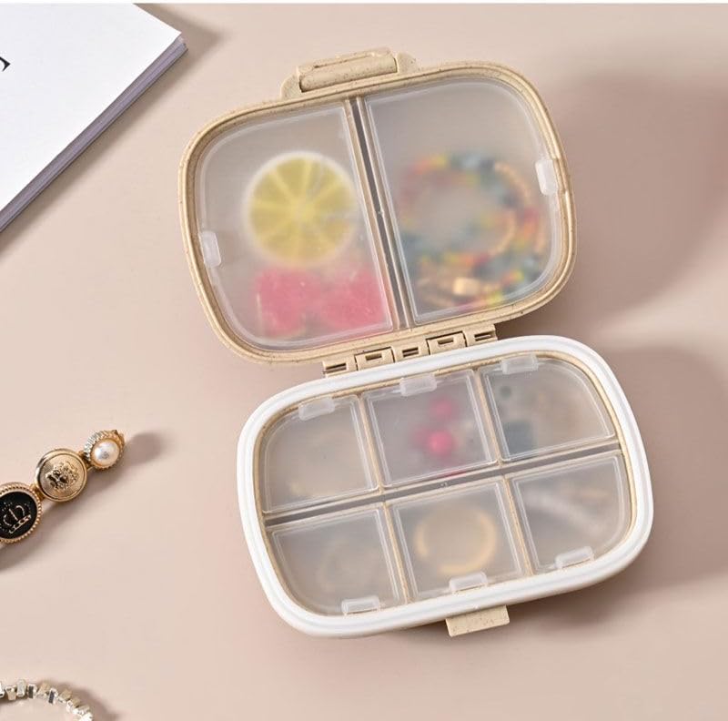 Medicine Organizer for Purse, Travel Pill Organizer, Pocket Size, Khaki