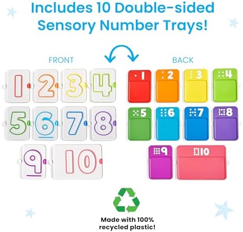 hand2mind Sensory Number Trays, Learning Numbers for Kids, Fine Motor Activities, Counting Toys for Sensory Seeking Kids, Texture Toys, Pre-Writing Skills for Toddlers, Montessori Math Materials