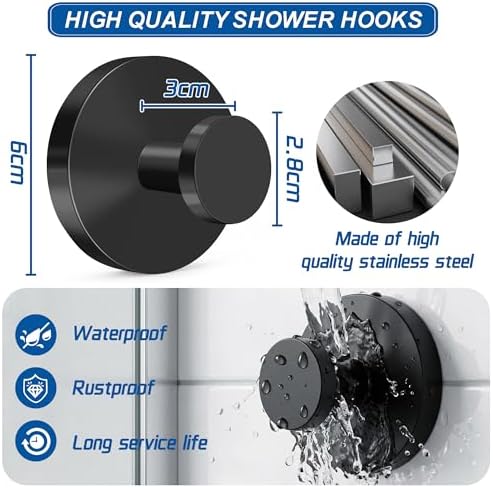 klasit Suction Cup Hooks for Shower, No-Drill Towel & Robe Hooks