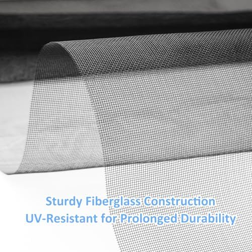 48"x102" Window Screen Mesh, Fiberglass Window Screen, Screen Door Mesh, Windows Screens and Screen Door Replacement, Patio Screen Mesh- Black