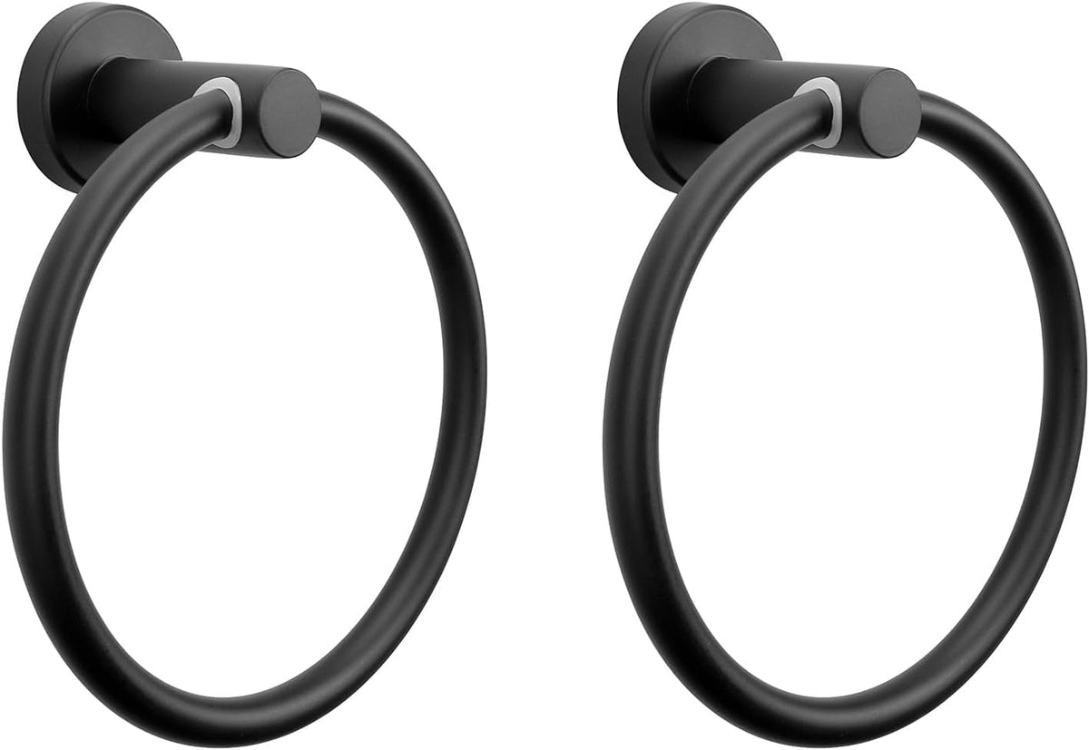 NearMoon Bath Towel Ring, Bathroom Hardware Accessories-Thicken Stainless Steel Hand Towel Holder for Bathroom, Modern Round Towel Hanger Wall Mounted (Brushed Nickel, 1 Pack)