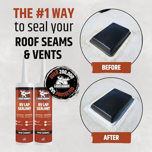 Liquid Rubber RV Lap Sealant, Self-Leveling Roof Sealer, White, 4 Pack