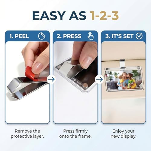 SUNEZLGO 2 Pack Car Picture Holder and Visor Photo Clip, Car Accessories, Acrylic Magnetic Car Photo Holder, Easy Install Universal Fit, Personalized Gift for Family Photos, Gifts for Boyfriend