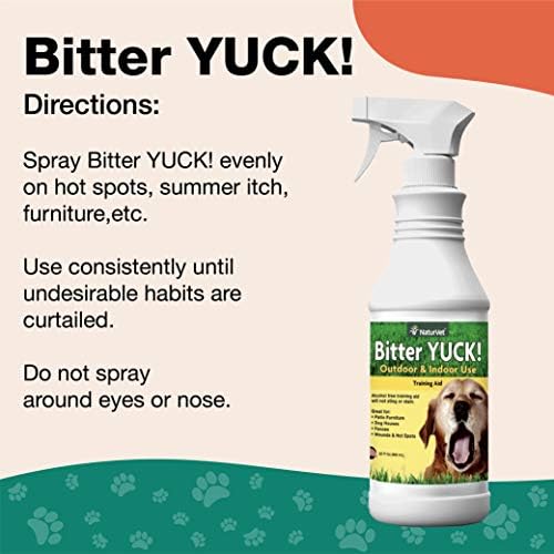 NaturVet Bitter Yuck! No Chew Training Spray for Outdoor Pets | Horses Pet Training Spray, Liquid, Made in The USA, 8 Ounce
