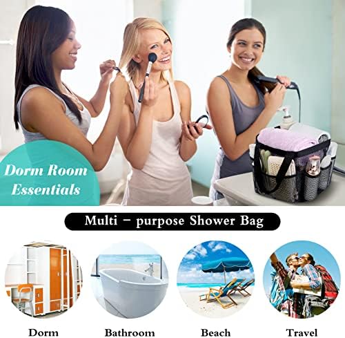 Mesh Shower Caddy Portable - 9 Pockets, Shower Bag for Dorm Room Camping