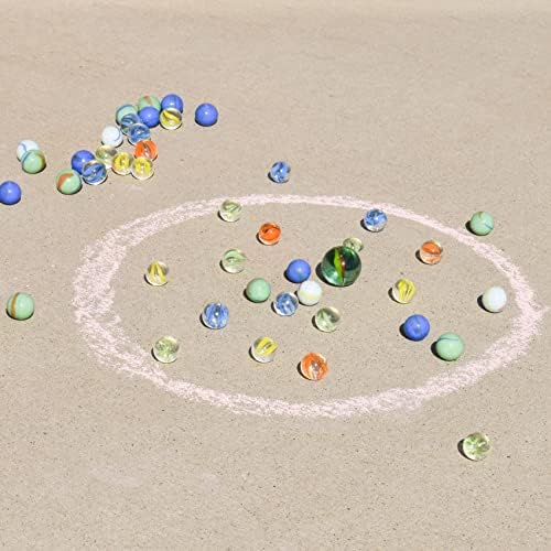 TOYMENDOUS 50 Piece Marbles - Colorful Glass Set with Shooter - Ages 8+