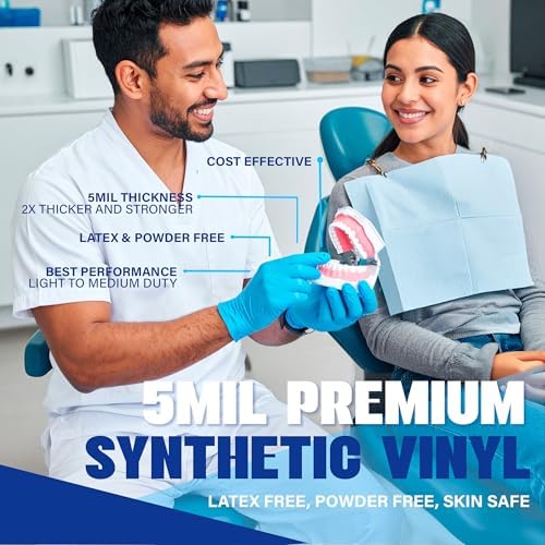 London Labs Synthetic Vinyl Exam Gloves Powder-Free, Latex-Free, Disposable, Ultra-strong, Food Safe, Healthcare, Cleaning