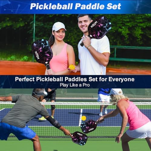 MTEN Pickleball Paddles Set of 2/4/1, USAPA Approved Fiberglass Rackets