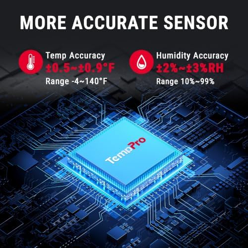 TempPro TempAir Bluetooth Thermometer Hygrometer, 260 ft Temperature Sensor