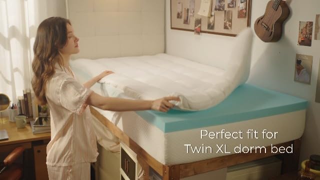 ELEMUSE Twin XL Dorm Room Essentials 3 Inch Memory Foam Mattress Topper