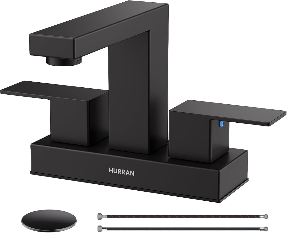Matte Black Bathroom Sink Faucet, 4 inch Bathroom Faucet Stainless Steel