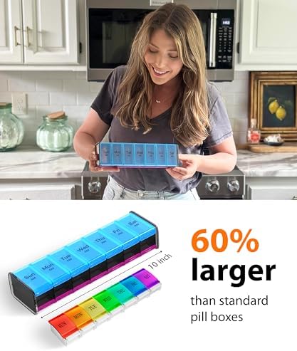 Extra Large Pill Organizer- XXL Pill Box 7 Day - Weekly Pill Organizer with AM PM Large Compartments Big Pill Case for Supplements Jumbo Pill Holder for Vitamins Huge Medicine Organizer 2 Times a Day