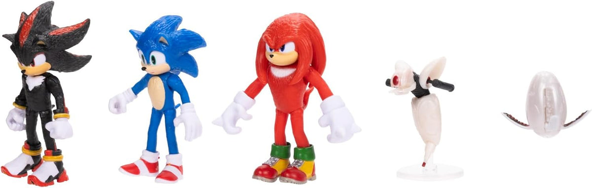 Sonic The Hedgehog 3 Movie Action Figures 2.5-Inch Movie Collector Toy Figure Multi-Pack Includes Knuckles Shadow Buzz Bomber & Drone- Officially Licensed Toys