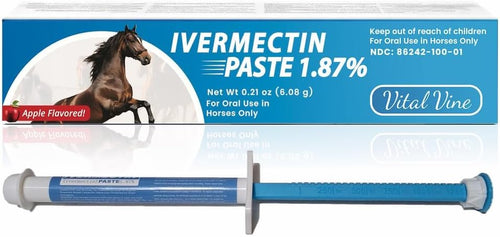 VITALVINE Ivermectin 1.87% Paste for Horses – Apple Flavor 6.08g Syringe, Treats Horses Up to 1250 lbs (1-Pack)