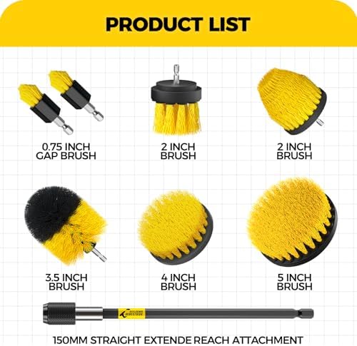 Holikme 8Piece Drill Brush Attachment Set - Power Scrubber Cleaning Kit